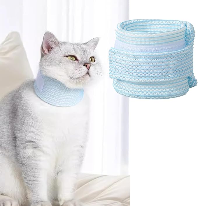 Cat Neck Brace Cover - Breathable Elizabethan Collar for Post-Surgery Recovery Anti-Lick Wound Adjustable Protective Cervical Cone for Small Medium Large Dogs Cats (Neck Girth 7.9-11.0" Depth2.4