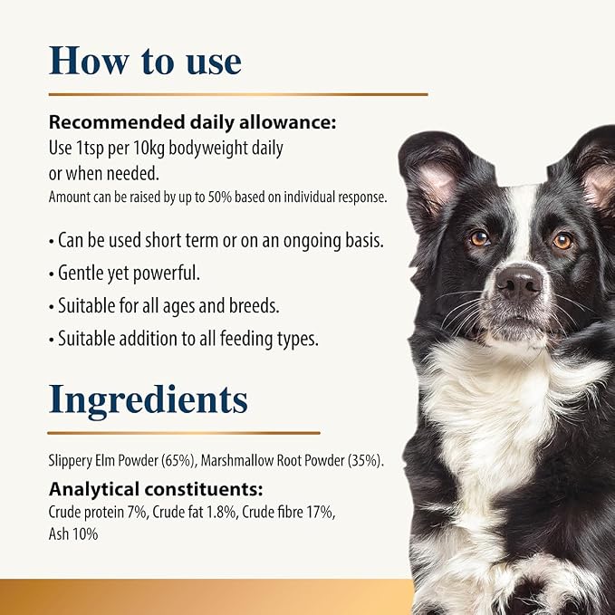 Slippery Elm & Marshmallow Root Powder 100g | 100% Natural Digestive Aid for Dogs | Soothing Support | Tree Barks Powder for Dogs & Cats | Tummy Settler Diarrhoea Relief