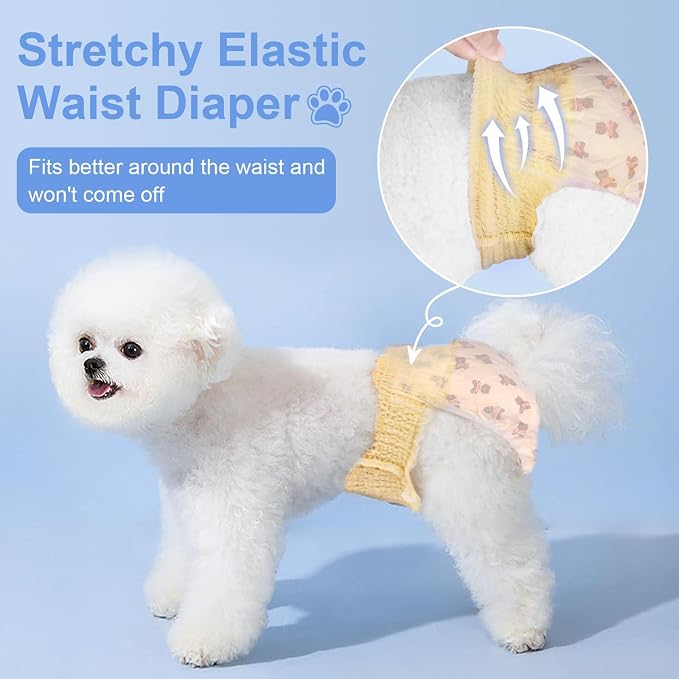 Ambreview Dog Diapers Female, Disposable Diapers for Female Dog with Stretchy Waist, Pull Up Puppy Wraps for Doggie in Heat Period Super Absorbent Leak-Proof Doggy Diaper for Dogs 10PCS (S)