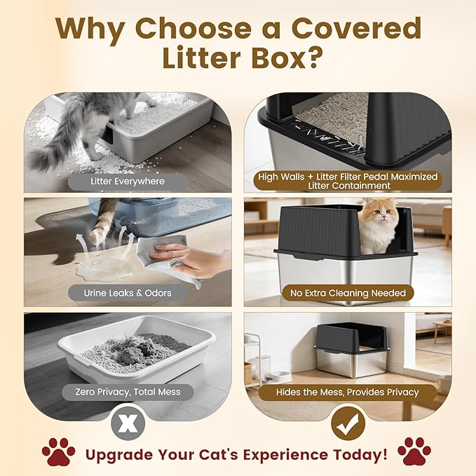 Stainless Steel Cat Litter Box, 11.8" High Sides for Litter Scatter & Urine Spray Control, Easy to Clean Non-Stick Litter Pan, Low Entry for Kittens, Small Cats, Compact Space-Saving Design