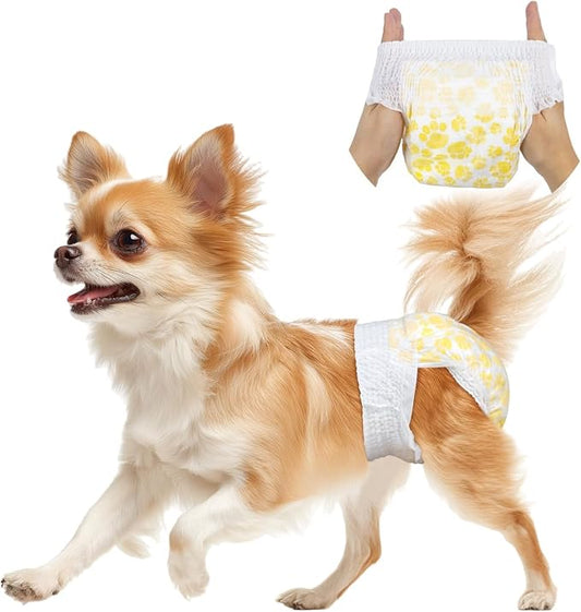 Pet Soft Disposable Dog Diapers Female, Pull Up Doggie Diapers for Female Dogs, 360°Stretchy Waist Puppy Diapers, Super Absorbent Doggy Diaper Leak Proof Design for Dogs in Heat (XSmall, Count, 20.0)