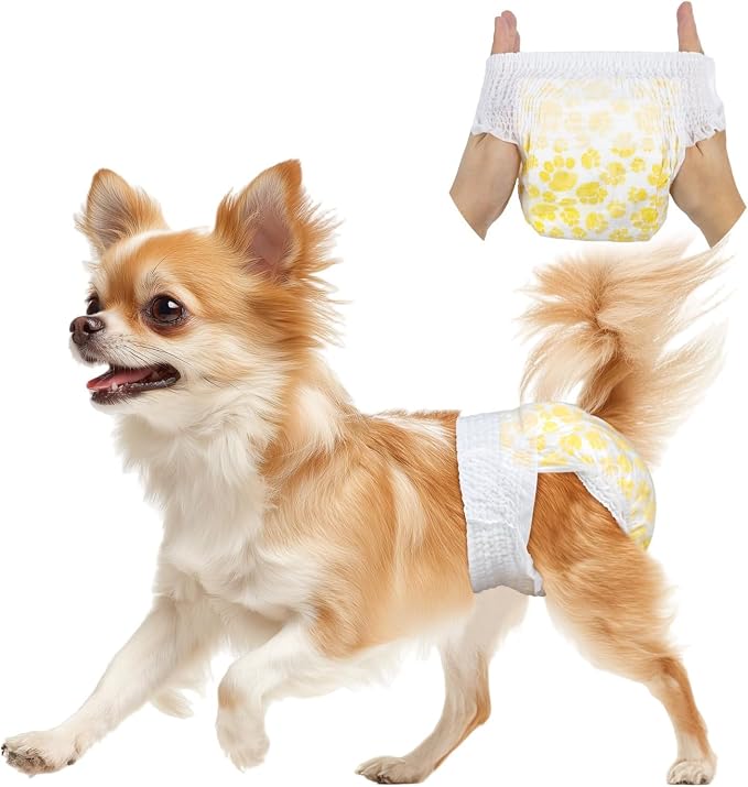 Pet Soft Disposable Dog Diapers Female, Pull Up Doggie Diapers for Female Dogs, 360°Stretchy Waist Puppy Diapers, Super Absorbent Doggy Diaper Leak Proof Design for Dogs in Heat (XSmall, Count, 60.0)