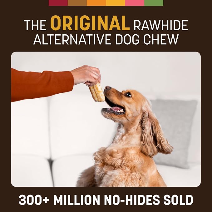 Earth Animal No Hide Chews - Long Lasting Rawhide Free Small Dog Chews Rolls, Peanut Butter - 6 Count