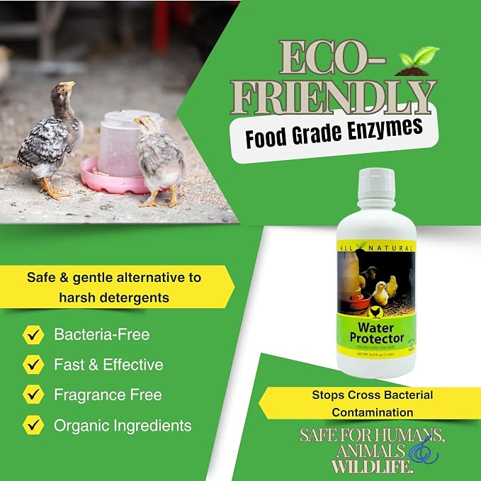 Carefree Enzymes Poultry Drinking Water Protector — Natural Enzyme Cleaner for Chicken, Duck & Livestock Waterers, 1 Gallon