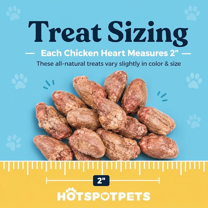 Hotspot Pets Freeze Dried Chicken Hearts for Cats & Dogs- 1LB Bag (300+pcs) USA Made, Healthy Single Ingredient All Natural Grain Free- Resealable -Perfect for Training, Topper or Snack, Allergen-Free