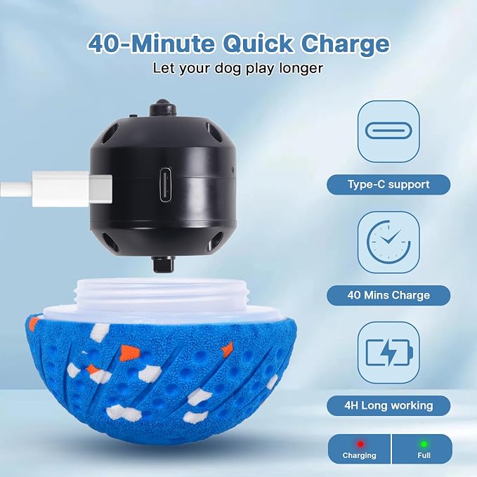 Interactive Dog Ball, Smart Moving Dog Toy with Colorful Lights, 3 Interactive Modes and TPU Material, Bouncing Ball for Dogs to Keep Them Entertained