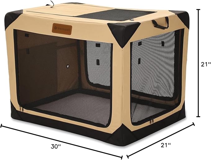 Garnpet Soft Dog Crate for Medium Dogs, 4-Door Foldable Collapsible Dog Crate with Soft Sides, Indoor & Outdoor Travel Dog Kennel