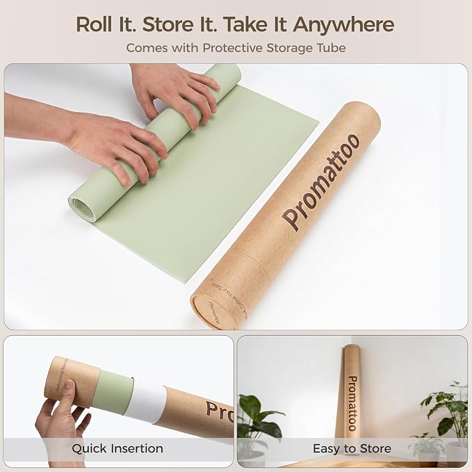 Extra Large Silicone Mat for Countertop & Table with Gift Tube Packaging, Thickened Non-Slip Heat Resistant Table Protector, Cuttable Waterproof Kitchen Prep & Kids Craft Mat