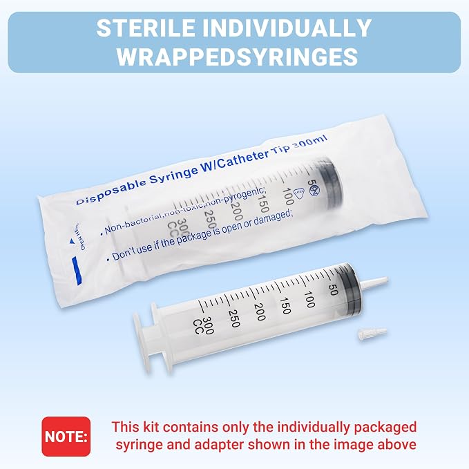 5Pack 300ml Syringe, Large Syringe for Thick Liquids with Tip Adapter, for Feeding Pets, Liquid Refilling, Drawing, Scientific Labs, Oil Transfer, Plant Watering & Refilling