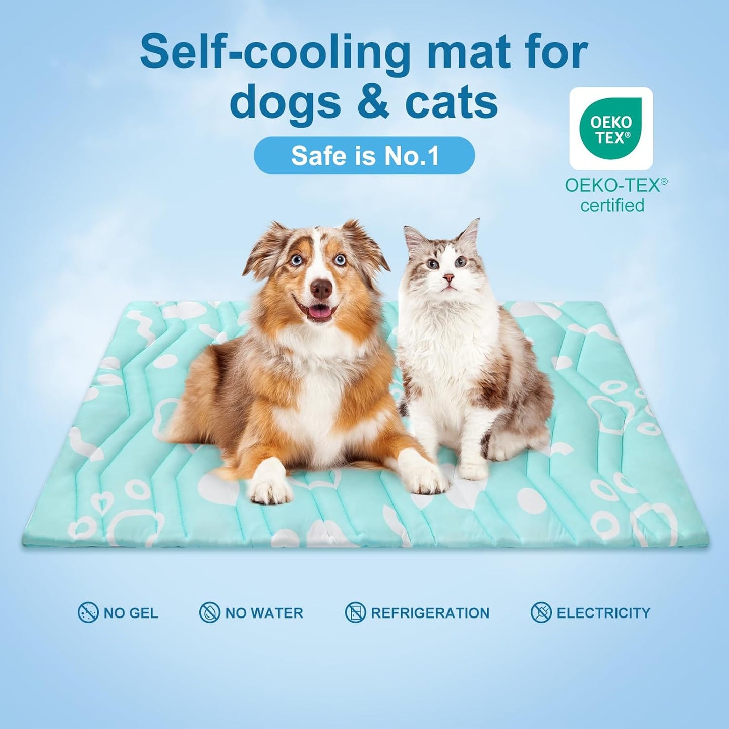 BEAUTYZOO Upgrade Dog Cooling Mat Extra Large, Reversible Self-Cooling Mat for Dogs, Thicken Pet Ice Cool Pad Blanket for Summer Kennel Sofa Bed Floor Car Seat, Machine Washable&Foldable, 59"x40"