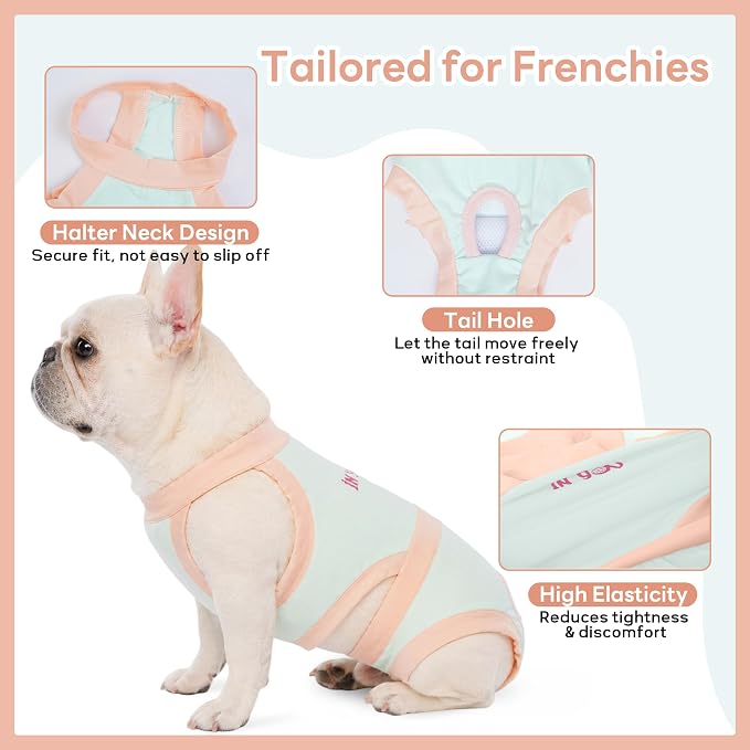 PUMYPOREITY French Bulldog Dog Diaper – Tailored for Short Back & Thick Waist, Reusable Machine Washable Dog Pants for Heat, Marking & Incontinence (Male & Female)