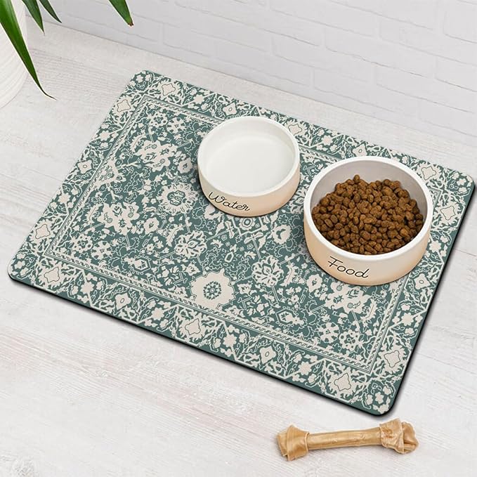Dog Food Mat for Floors Waterproof Pet Placemat Cat Feeding Bowls Mats for Food and Water, Eco-Friendly Dog Accessories Diatomite Pets Supplies 16" X 24"