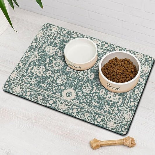 Dog Food Mat for Floors Waterproof Quick Dry Pet Placemat Cat Feeding Bowls Mats for Food and Water, Eco-Friendly Dog Accessories Diatomite Pets Supplies 12" X 20"