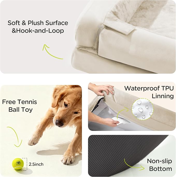 Extra Large Dog Bed Orthopedic - Washable Jumbo Pet Bed for Big Dogs Waterproof Pet Couch Memory Foam Sofa Bolster with Removable Cover,48 x 30