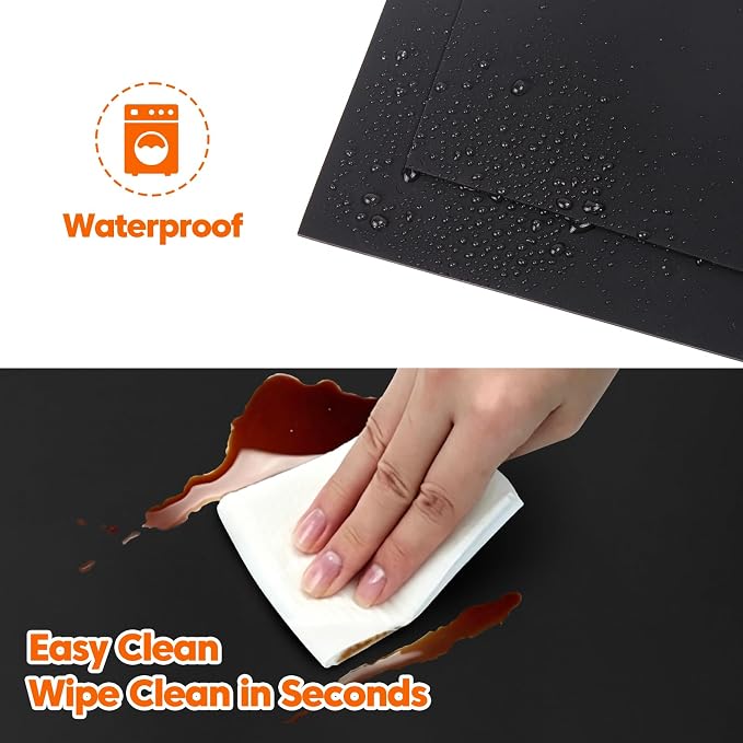 120" x 24" Extra Long Kitchen Island Protector, Silicone Countertop Mat for Large Islands, Heat Resistant Waterproof Countertop Protection, Food Safe Non-Slip Silicone Surface, Black