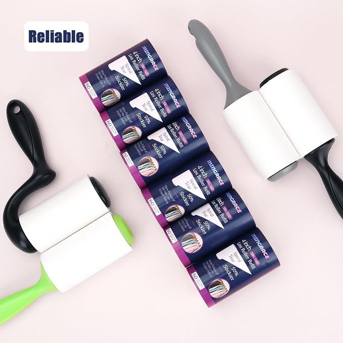 4 inch Lint Roller Refills Only for Scotch-Brite Pet Hair Pickup Everyday Clean Lint Rollers, 50% Stickier, 60 Sheets Each Refill, 6 Pack, 360 Sheets Total (1 3/4'' Inside Dia.)