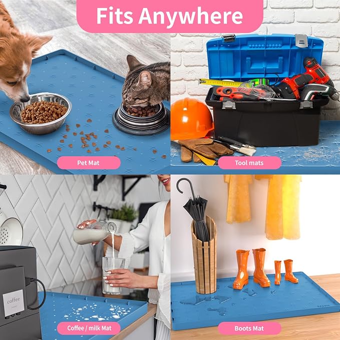 Sdpeia Under Sink Mat 34"×22" Waterproof Silicone Cabinet Liner & Sink Protector for Kitchen & Bathroom, Multi-Purpose Organizers Tray for Pets, Laundry, Cat Litter Mat