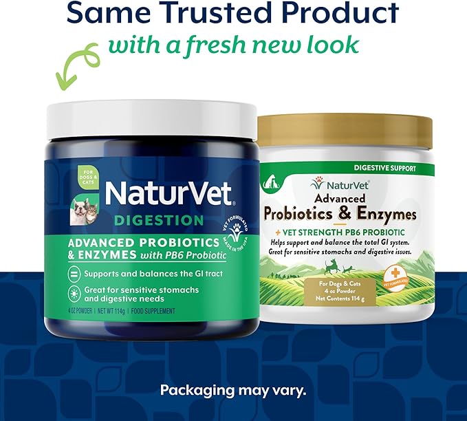 NaturVet – Advanced Probiotics & Enzymes - Plus Vet Strength PB6 Probiotic | Supports and Balances Pets with Sensitive Stomachs & Digestive Issues | for Dogs & Cats (4 oz)