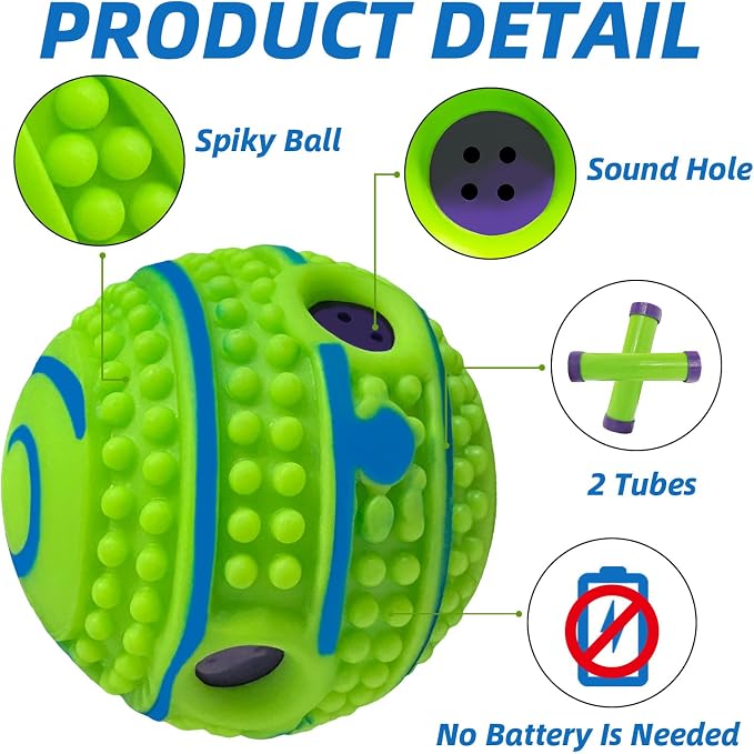 Spiky Interactive Dog Toys Ball, XL, 5.51 in (14 cm) | Shaking with Gibbering Sound, For Training, Teeth Cleaning, Herding