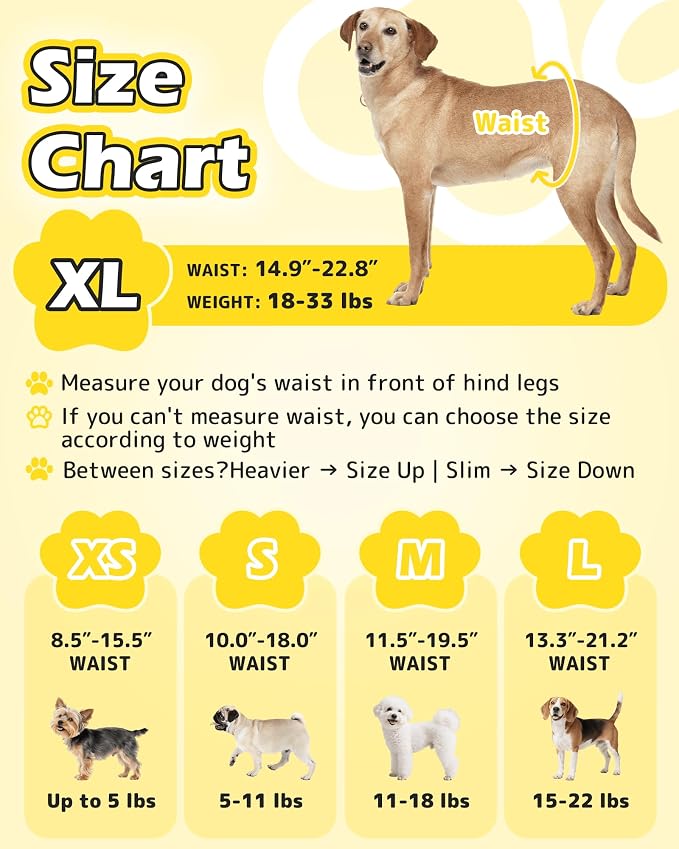 Dono Dog Diapers Female with Stretchy Waist-10-96Pcs, Disposable Full Wrap Female Puppy Dog in Heat Period Diapers, 360° Leak-Proof Super Absorbent Doggie Puppy Diapers (L-60 Count)