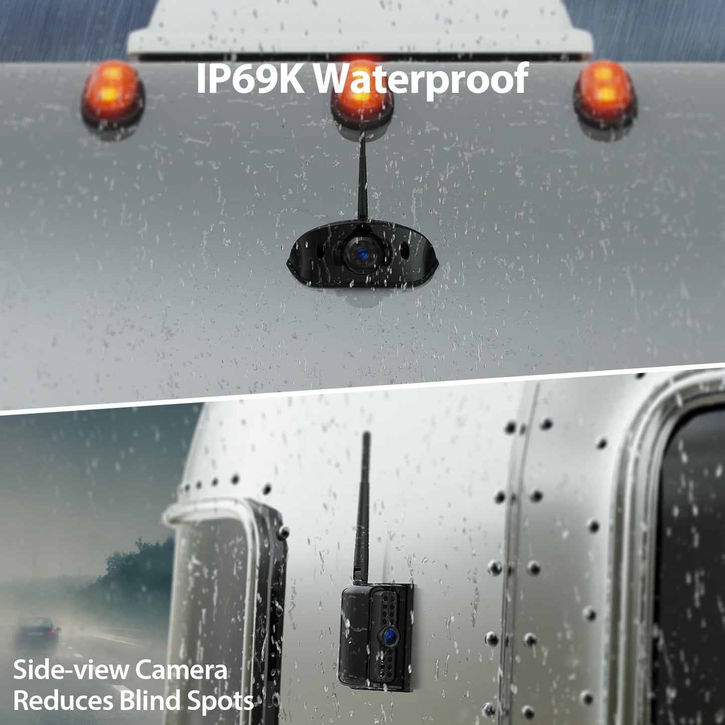 10.1" RV Backup Camera Wireless System Plug and Play, Pre-Wired for Furrion RV Trailer Camper, HD 1080P Quad Split Monitor with 2 Rear View & 2 Side View Cameras, IP69K Waterproof, BY504