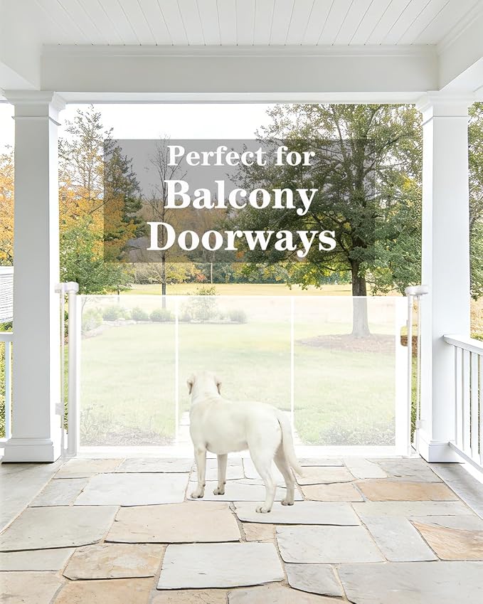 55" Wide Retractable Baby Gate for Stairs, 42" Extra Tall Retractable Dog Pet Gate with Support Rods, Mesh Screen Child Safety Gate for Doorways Hallways Deck Porch, Outdoor Indoor Use