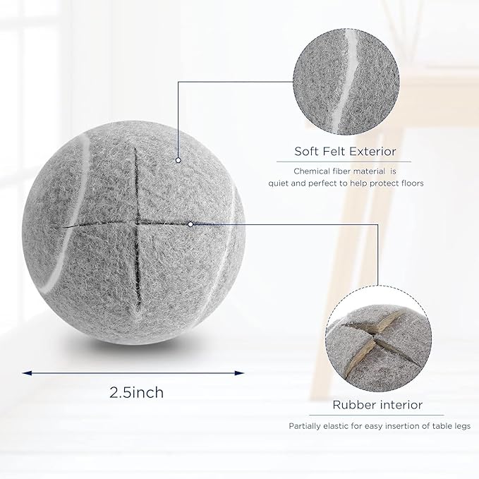Macarrie 36 Pcs Precut Tennis Balls for Chairs Glide Balls Bulk Chair Leg Floor Protectors Chair Foot Covers with Storage Bag for Furniture Leg Floor Protection