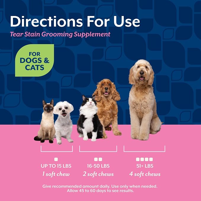 NaturVet Lutein Tear Stain Supplements for Dogs & Cats – Prevents Tear Stains for Dog, Cat Breeds – Includes Oregon Grape Root, Marshmallow Root, Cranberry Extract – 120 Ct.