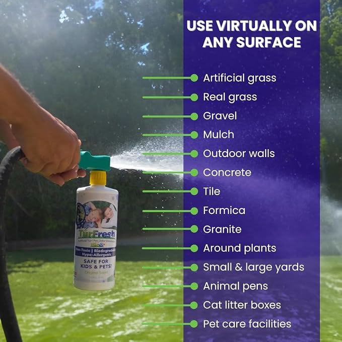 TurFresh BioX Artificial Turf Odor Eliminator – Yard Deodorizer for Artificial Grass & Dog Runs – Natural Concentrate for Pet Urine & Feces – Safe for Kids & Pets – 1 Gallon Original Scent