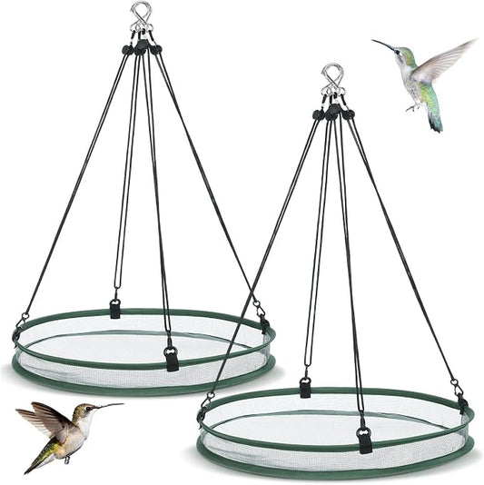 FoldTier 2 Pieces Universal Wild Bird Seed Catcher Hanging Hoop Platform Bird Seed Catcher Tray for Hummingbird Feeders Bee Feeder Outdoor Garden Accessories (20 Inch)