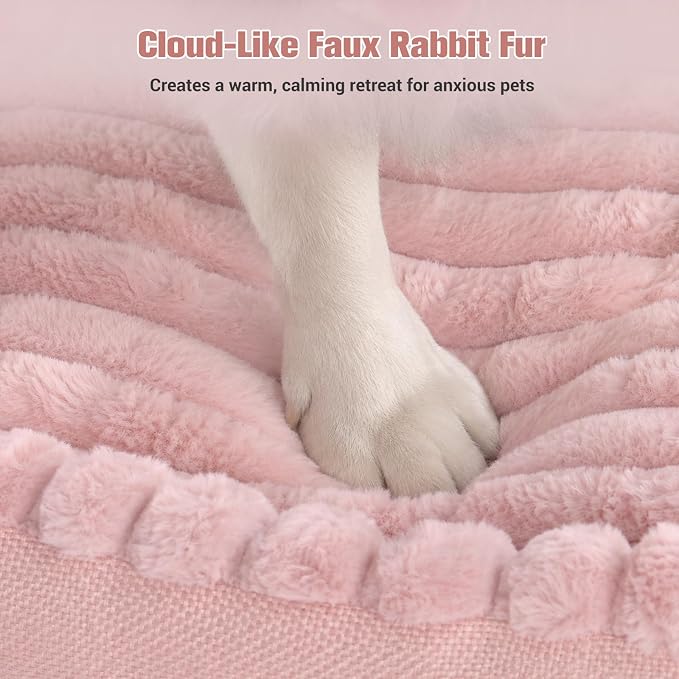 Avont Supportive Dog Bed for Medium Dogs, Plush Foam Fill, Pink | Removable Machine Washable Cover, Low 5.12" Entry for Pups & Seniors, 7:3 Foam-PP, Non-slip Bottom, Hidden Chew-proof Zippers