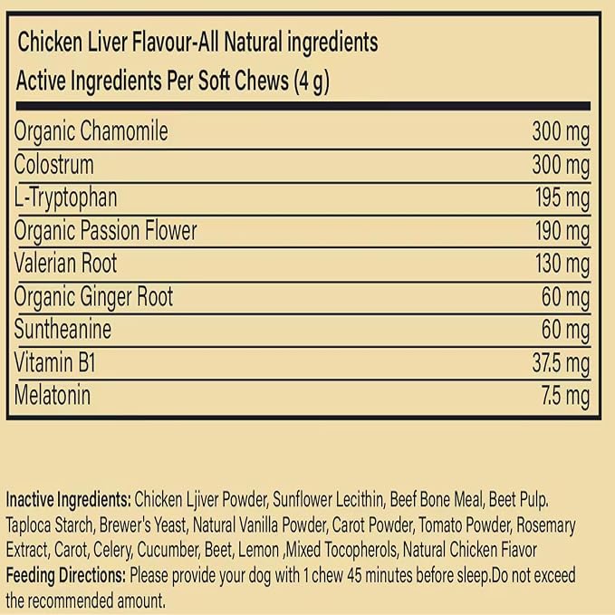 Dreamy Pup Chews, Natural Calming Chews for Dogs, Sleep Guarantee，90 Tablets (1pcs)