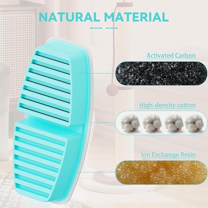Official POOEKEN 24 Packs(12 Filters + 12 Sponges) for B3 Battery Cat Water Fountain, Cat Fountain Replacement Filters with Activated Carbon Filter, Ultra-fine Fiber
