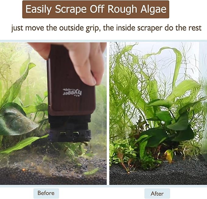 hygger Aquarium Strong Magnetic Cleaner Algae Magnet Cleaning Tool with Scraper Floating Brush for Fish Glass Tank M