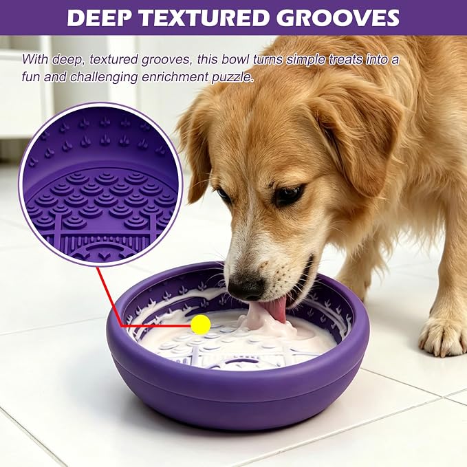 Slow Feeder Dog Bowls for Cats, Silicone Puzzle Pet Anxiety Relief Lick Mat | 2 cups,food-grade BPA free, strong suction,dishwasher safe,small medium large breeds , dry wet frozen food,slow down eating