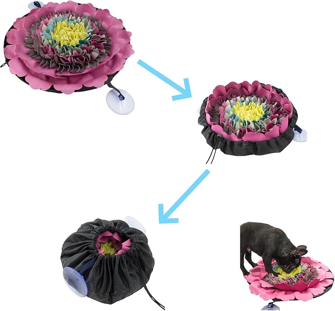 Snuffle Mat for Dogs, 20" Adjustable Interactive Dog Puzzle Feeding Mat, Enrichment Sniffing Pad for Mental Stimulation Boredom Relief, Washable Nose Work Toy, Slow Feeder for Small/Medium/Large Dogs