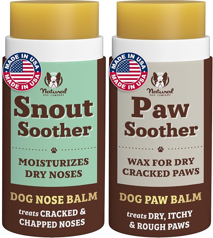 Natural Dog Company Paw & Snout Care Bundle – Lick-Safe Balm & Wax for Dry, Cracked Paws + Balm for Dry, Cracked Snouts · Coconut Oil, Shea Butter & Vitamin E · All Breeds & All Life Stages
