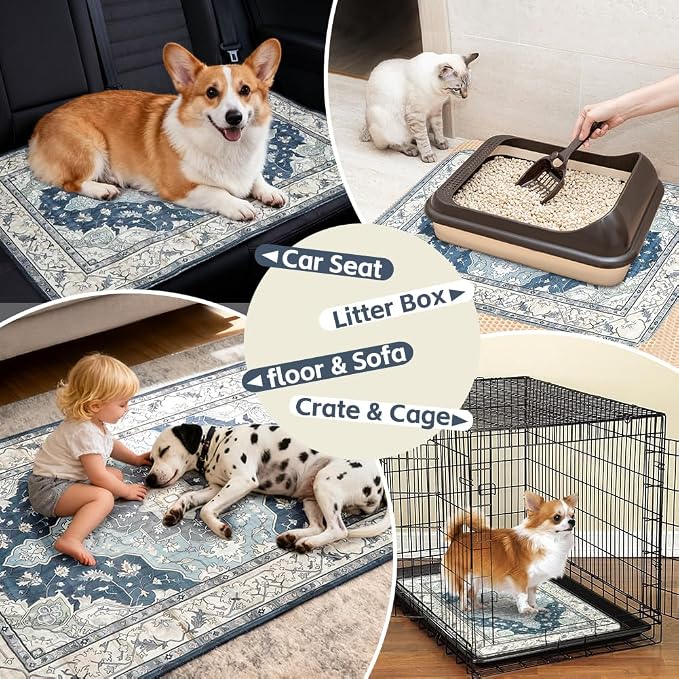 Washable Pee Pads for Dogs 2 Pack Reusable Puppy Training Pads 48"x32" Super Absorbent Waterproof Dog Training Pads, Non-Slip Potty Pads Whelping Pads Litter Mat Pet Supplies - Navy/Mix