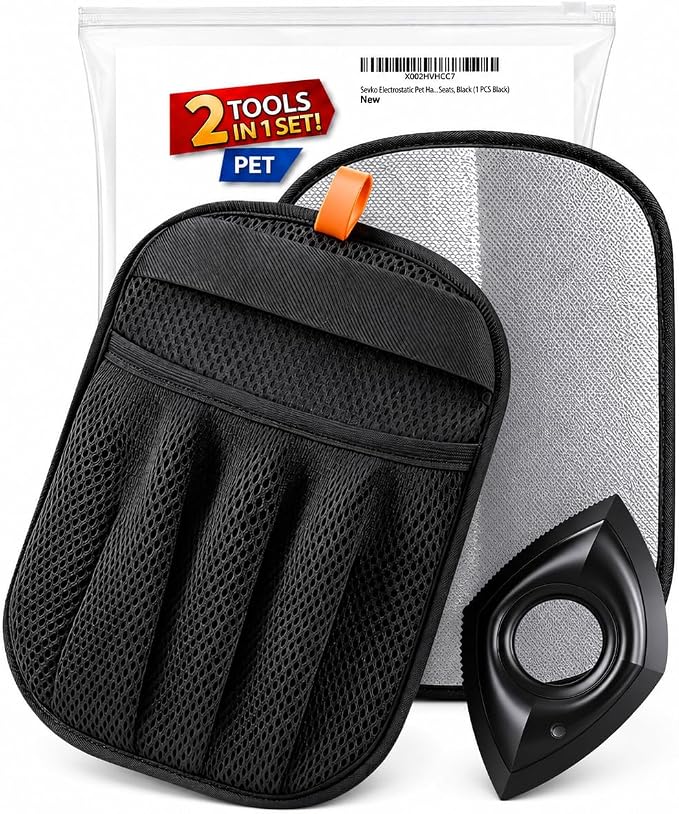 Magic Brush Pet Hair Removal & Mini Pet Hair Remover Tool – Newly Upgraded Reusable Electrostatic Pet Hair Remover Glove for Clothing, Couch, Bed, Carpet & Car Seat (Black)