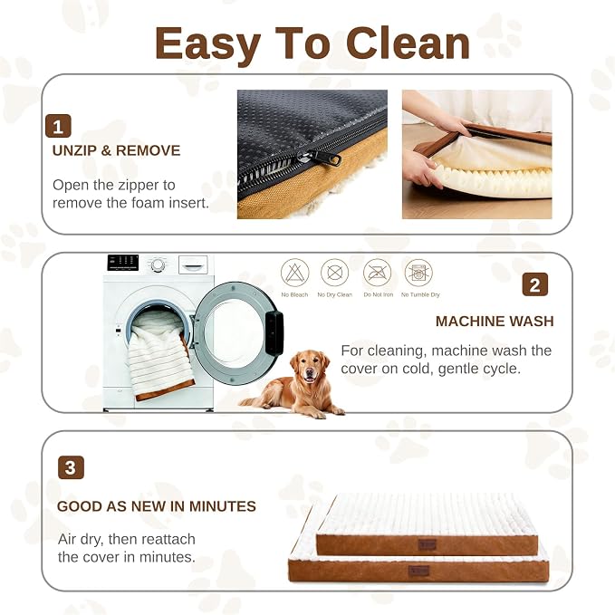 Orthopedic Dog Bed with Firm High-Density Egg Crate Foam Mattress,Soft Short Plush Surface Pet Beds,Machine Washable with Removable Cover & Non-Slip Bottom for Small Breeds(Brown, 23"L x 17"W x 3"H)