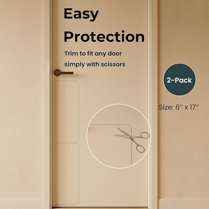Dog Door Scratch Protector 2-Pack 6 x 17 Clear Anti-Scratch Door Guard for Dogs & Cats, Heavy Duty PVC Pet Door Shield, Custom Cut Claw Protection for Interior Exterior Doors Frames & Trim
