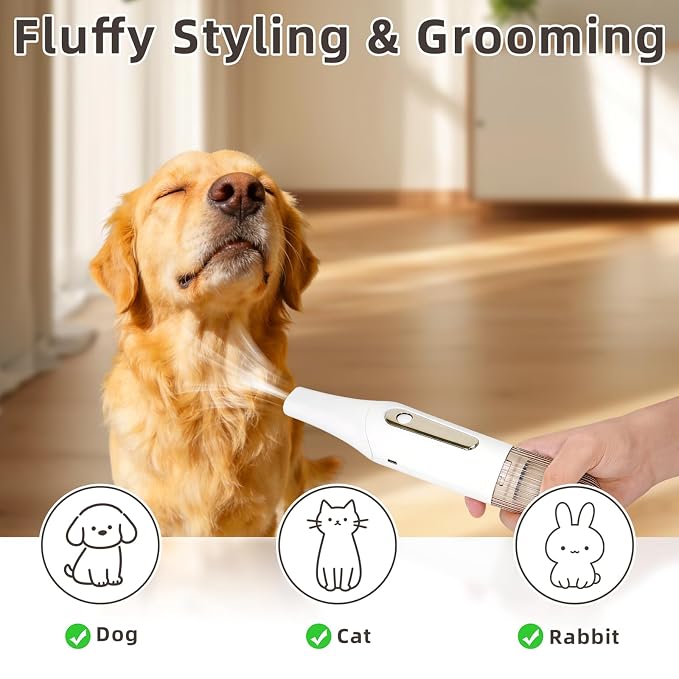 Vacuum Grooming Brush for Dog,4-In-1 Slicker Brush Kit for Shedding, Undercoat Deshedding Tool,Loose Hair Remover for Dog & Cat, Portable Pet Grooming Vacuum (white) (white)