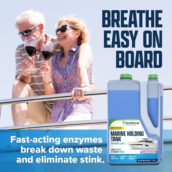 Eco Strong Marine Holding Tank Treatment | Powerful Enzymatic Black Water Digesting Liquid - Eliminates Tank Odor and Breaks Down Waste (17 OZ)