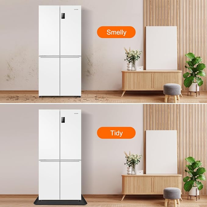 Mini Fridge Mat Set of 2, 19.7x19.7x0.6 Inch Non-Slip Thick Under Refrigerator Silicone Mat, Leak-Proof Washer Drip Tray for Carpet Floor Protection, Black