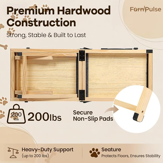 Dog Ramp for High Bed with Wave Design, Adjustable Height Pet Ramp 19"-26", Heavy Duty Dog Ramp for Couch Sofa, Portable Pet Stairs with Storage Bag & Non-Slip Pad for Medium Dogs