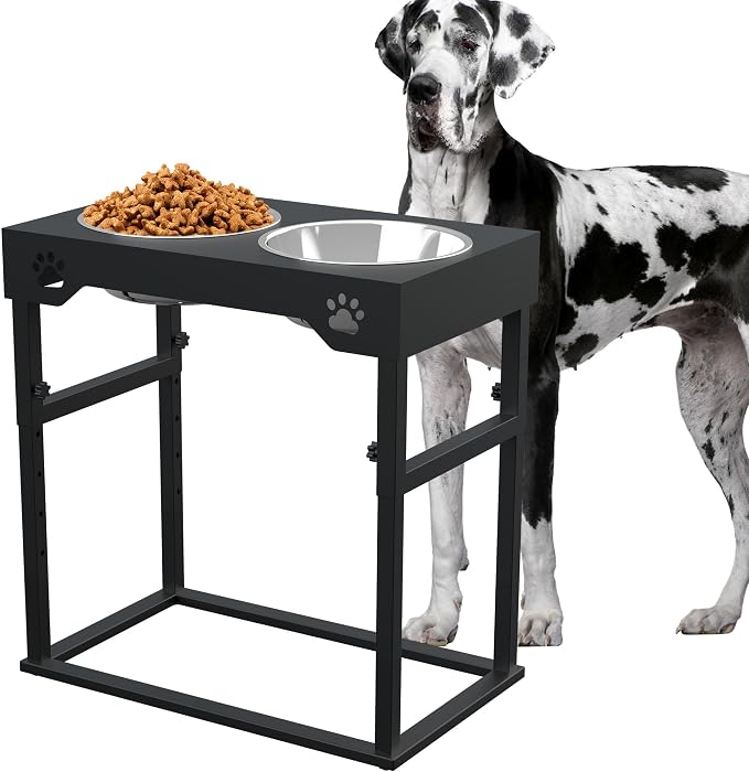 Elevated Dog Bowl Stand, 8.8 Lb Weight Capacity, Adjustable 8 Heights, Stainless Steel, Reduces Joint Stress, Easy to Use and Adjust, Anti-Skid Pads