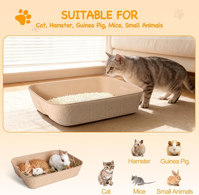 Disposable Litter Boxes for Cats, Durable and Water Resistant, Sustainable Large Disposable Litter Box, Disposable Cat Litter Boxes for Indoor/Travel Use, Standalone or as Liner (Brown, Large 5-Pack)