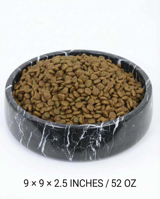 OOBOOB Natural Marble Dog Bowls, Heavy Non-Slip Dog Food Bowl & Pet Bowls for Dogs and Cats, Stylish Modern Design for Feeding Station & Home Decor