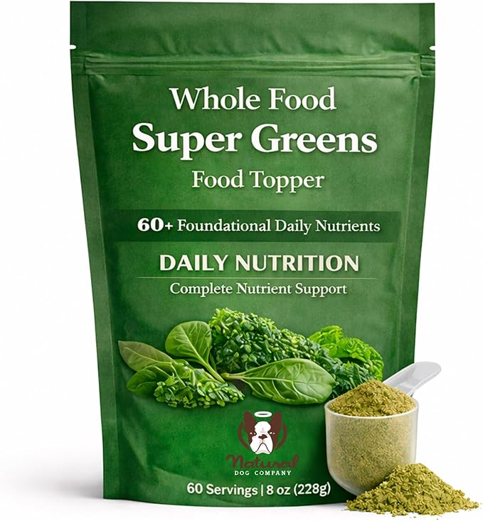 Natural Dog Company Super Greens Food Topper for Dogs, 8oz – Multivitamin & Superfood Powder – Immune, Digestive & Skin & Coat Support – No Fillers or Artificial Preservatives – All Life Stages