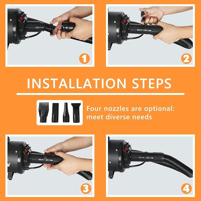 PETNF Dog Dryer Replacement Hose & Nozzle Kit (for PETNF Dryer Only) – Flexible Hose, High Velocity Air Nozzles, Grooming Blower Accessories